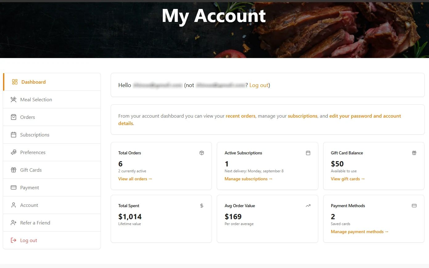 Meal Prep Zone customer portal